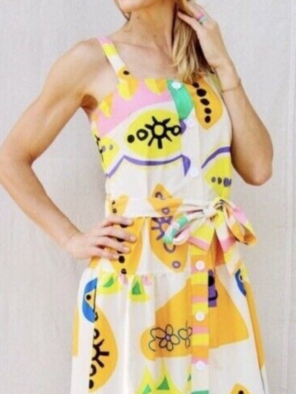 Zara Cotton Printed Dress With Belt Size XS - Picture 2 of 2